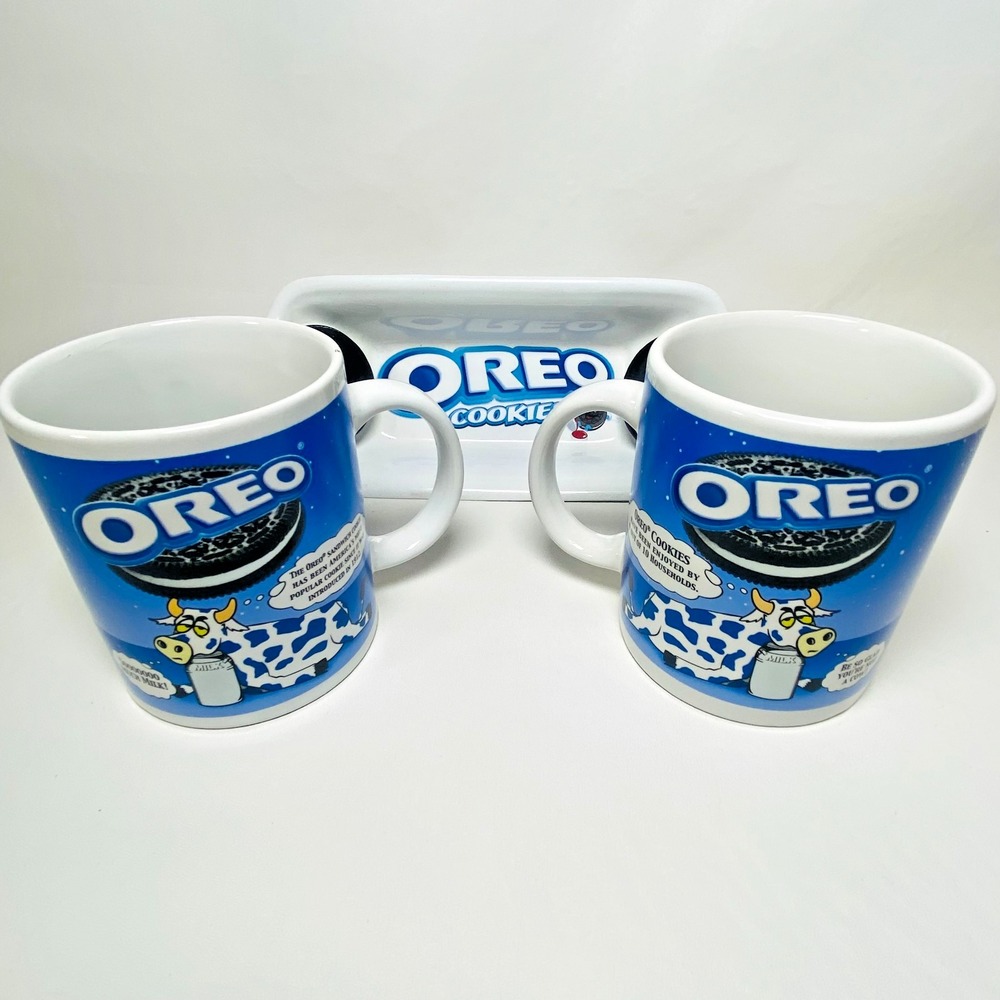 Vintage Rare Kraft OREO Cow Coffee Tea Milk Mugs‎ Cookie Boat Holder Ceramic